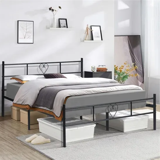 BOXED ALDOUS BED FRAME BLACK SIZE: APPROX 196 X 143 X 90CM