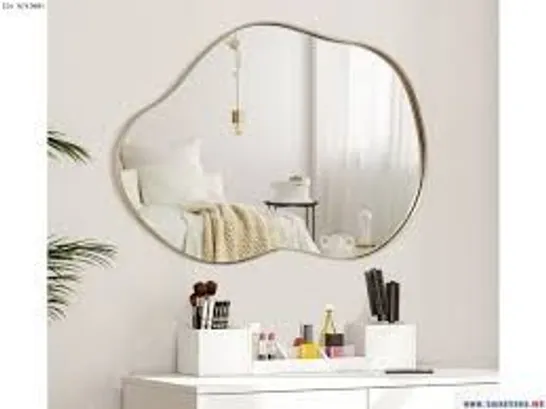 BOXED COSTWAY ASYMMETRICAL WALL MIRROR WITH PREMIUM BACK PANEL IRREGULARLY SHAPED WALL MIRROR 78 X 56.5cm - GOLD