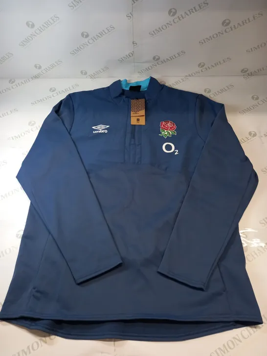 UMBRO ENGLAND RUGBY 1/2 ZIP FLEECE IN BLUE SIZE XL 