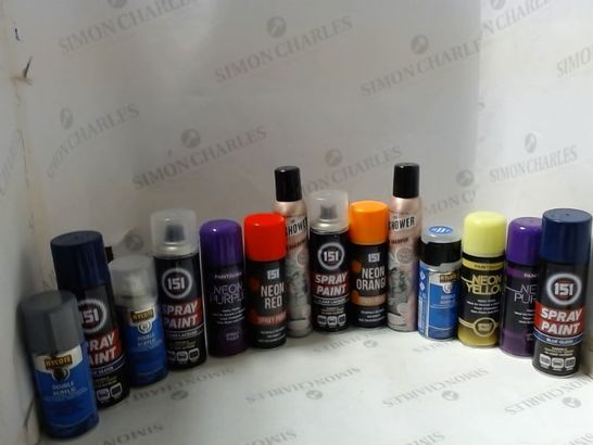 LOT OF ASSORTED ITEMS TO INCLUDE; DRY SHAMPOO, SPRAY PAINT ETC