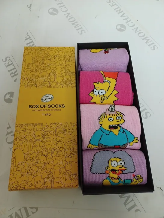 BOXED TYPO THE SIMPSONS BOX OF SOCKS 4 PAIRS OF SOCKS 