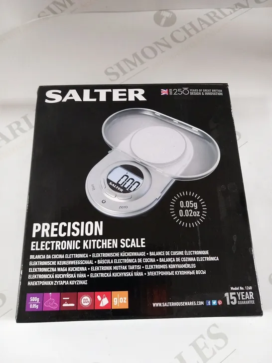 BOXED SALTER PRECISION ELECTRONIC KITCHEN SCALE MODEL NO 1260