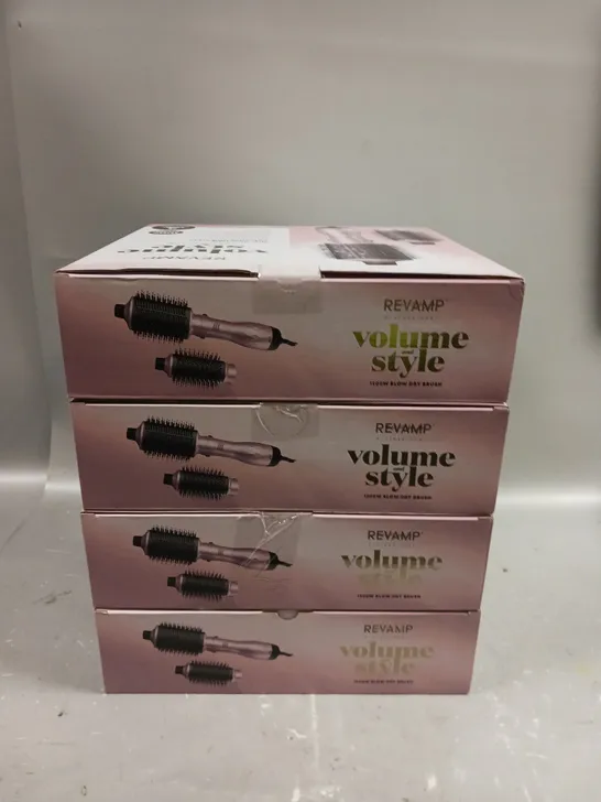 4 X BOXED REVAMP VOLUME & STYLE 1200W BLOW DRY BRUSHES 	