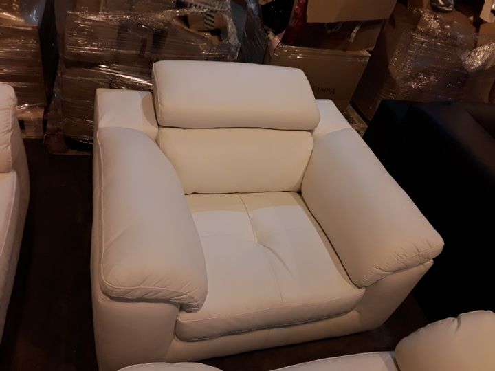 white faux leather 3 seater sofa