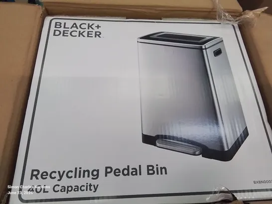 BOXED BRAND BLACK + DECKER  NEW 40L RECYCLING PEDAL BIN