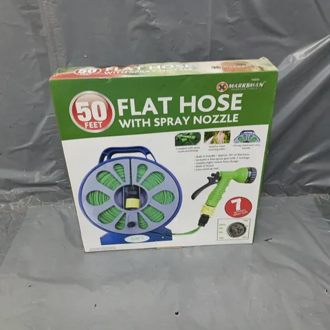 BOXED 50 FEET FLAT HOSE WITH SPRAY NOZZLE 