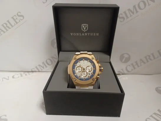 BOXED VONLANTHEN LUXURY MENS CHRONOGRAPH WATCH - 3ATM WATER RESISTANT - RUBBER STRAP 