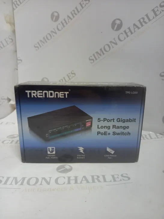 SEALED TRENDNET 5 PORT GIGABIT LONG RANGE POE+ SWITCH