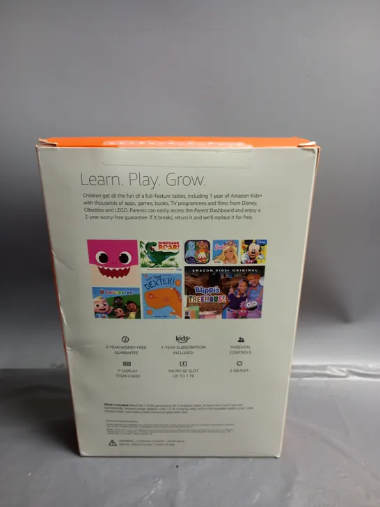 BOXED AND SEALED AMAZON FIRE 7 KIDS TABLET FROM AGES 3+ 16GB PURPLE CASE