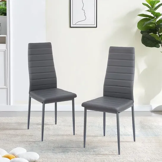 BOXED SET OF 2 HISANAGA UPHOLSTERED METAL PARSONS CHAIR - GREY (1 BOX)