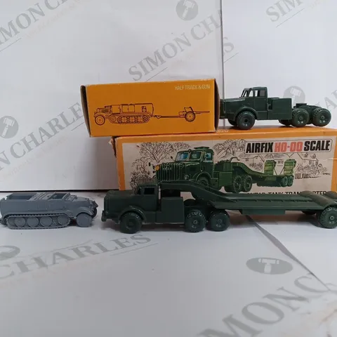 SET OF 2 AIRFIX H0-00 SCALE MODELS TO INCLUDE - ANTAR TANK TRANSPORTER - HALF TRACK & GUN 