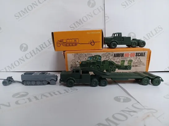 SET OF 2 AIRFIX H0-00 SCALE MODELS TO INCLUDE - ANTAR TANK TRANSPORTER - HALF TRACK & GUN 