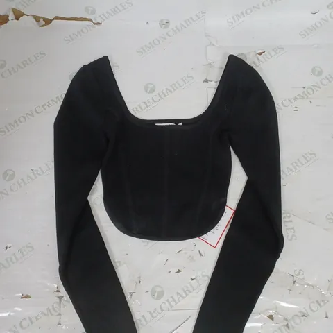 GLAMOROUS LONG SLEEVE FITTED TOP IN BLACK SIZE 8