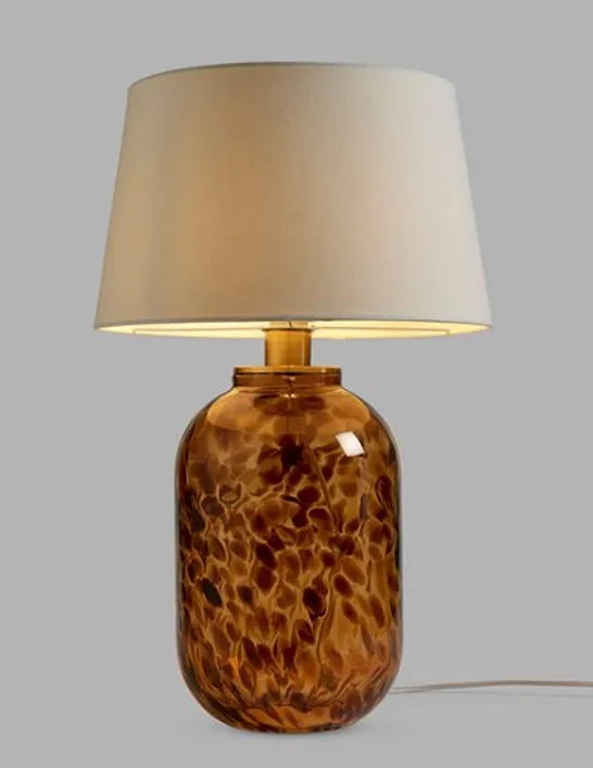 BOXED JOHN LEWIS TORTOISE SHELL GLASS TABLE LAMP