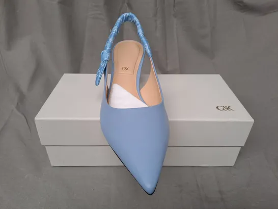 BOXED PAIR OF CHARLES & KEITH POINTED TOE LOW HEEL SHOES IN BLUE EU SIZE 41