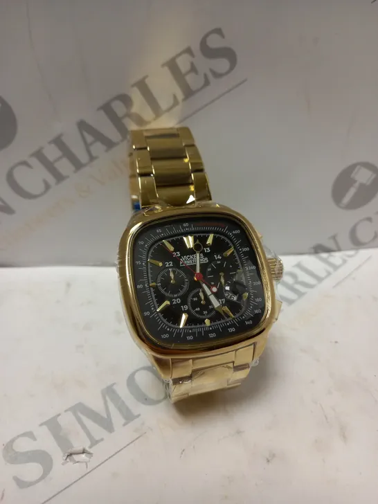 BOXED VICKERS ARMSTRONG CLASSIQUE GOLD WATCH WITH BLACK DIAL