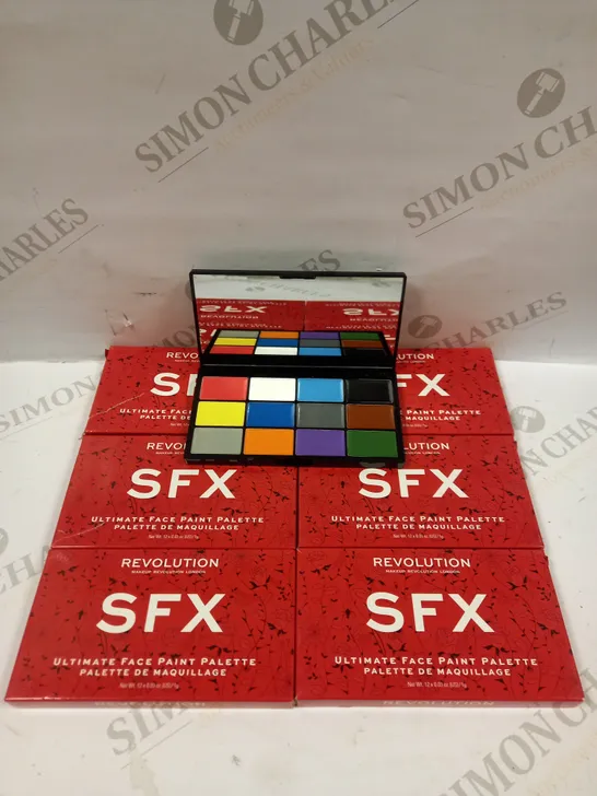 BOX OF 6 REVOLUTION SFX ULTIMATE FACE PAINT PALETTES 