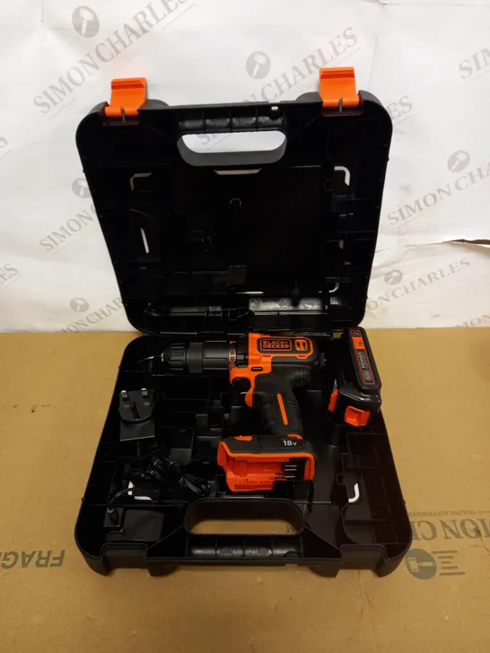 BLACK+DECKER 18 V CORDLESS 2-GEAR COMBI HAMMER DRILL POWER TOOL 