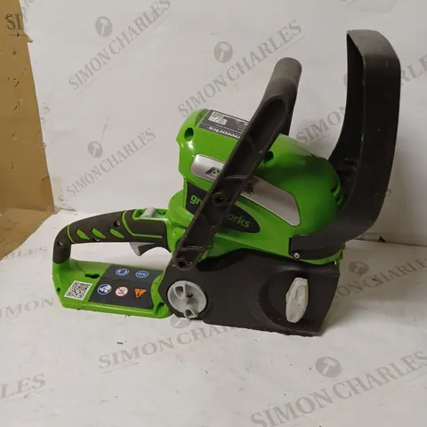 GREENWORKS CORDLESS CHAINSAW, FITS 30CM BAR - G40CS30 (BODY ONLY)