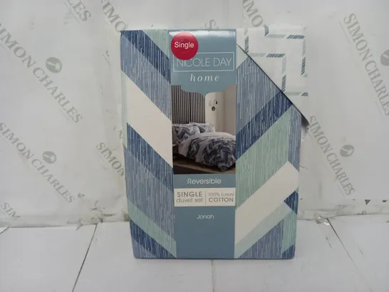 NICOLE DAY HOME REVERSIBLE JONAH SINGLE DUVET SET IN BLUE/WHITE