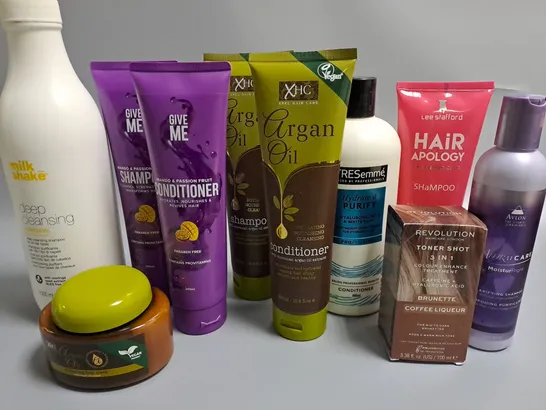 LOT OF 10 ASSORTED HAIR CARE ITEMS TO INCLUDE MILK SHAKE, XHC AND TRESEMME