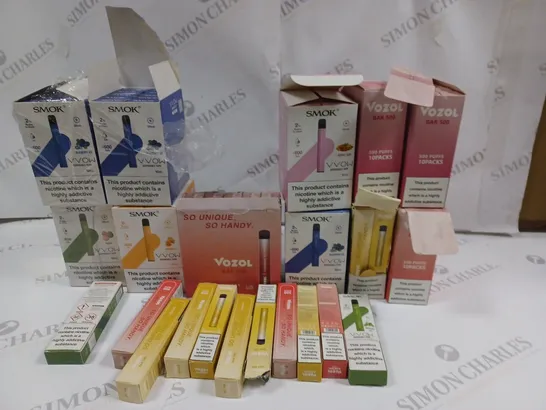 LOT OF ASSORTED DISPOSABLE E-CIGARETTES TO INCLUDE VOZOL AND SMOK