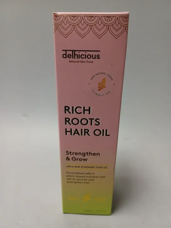  BOXED DELHICIOUS RICH ROOTS AMLA & ROSEMARY HAIR OIL 100ML