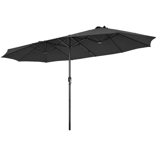 BOXED COSTWAY 460 X 265CM OUTDOOR DOUBLE-SIDED PARASOL PATIO UMBRELLA MARKET TWIN UMBRELLA - GREY