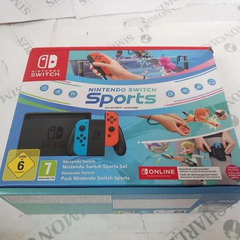BOXED NINTENDO SWITCH WITH NINTENDO SWITCH SPORTS PRE-INSTALLED