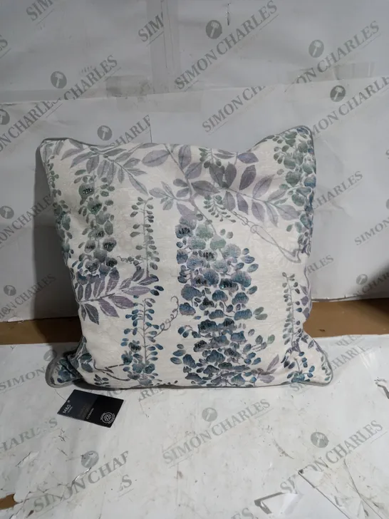 M&S HOME CHENILLE FLORAL EMBELLISHED JACQUARD CUSHION 