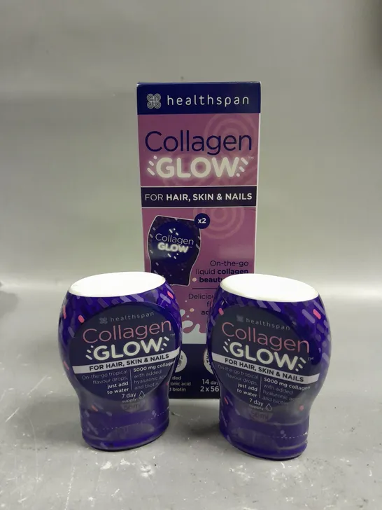 BOXED HEALTHSPAN COLLAGEN GLOW LIQUID COLLAGEN BEAUTY DROPS - 2 X 56ML