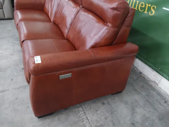 QUALITY ITALIAN DESIGNER ADRIANO POWER RECLINING THREE SEATER SOFA TAN LEATHER 