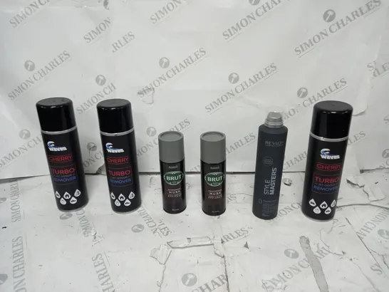 APPROXIMATELY 15 ASSORTED AEROSOLS TO INCLUDE WAVES CHERRY, BRUT DEODRANT, AND REVLON STYLE MASTER ETC. 