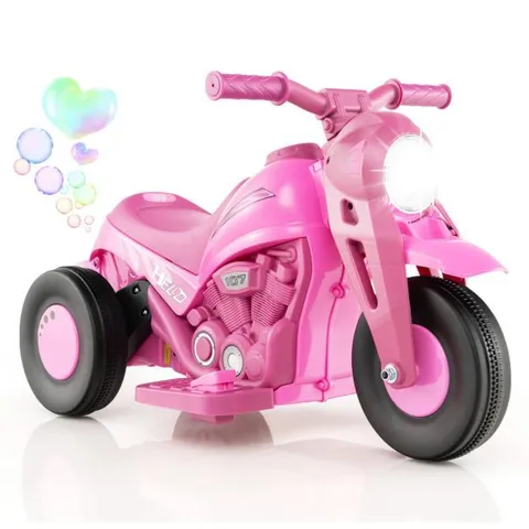 BOXED COSTWAY 6V ELECTRIC KID RIDE ON MOTORCYCLE WITH BUBBLE MAKER - PINK