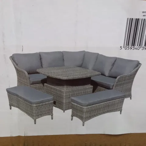 BOXED GOODHOME HAMILTON WICKER CORNER SET WITH LIFT-UP TABLE (ONLY BOX 2 OF 2)