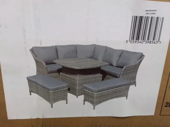 BOXED GOODHOME HAMILTON WICKER CORNER SET WITH LIFT-UP TABLE (ONLY BOX 2 OF 2)