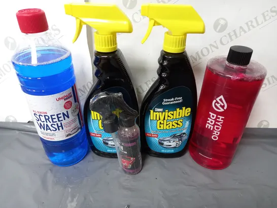 BOX OF ASSORTED CAR CLEANING AND DETAILING LIQUIDS  / COLLECTION ONLY 