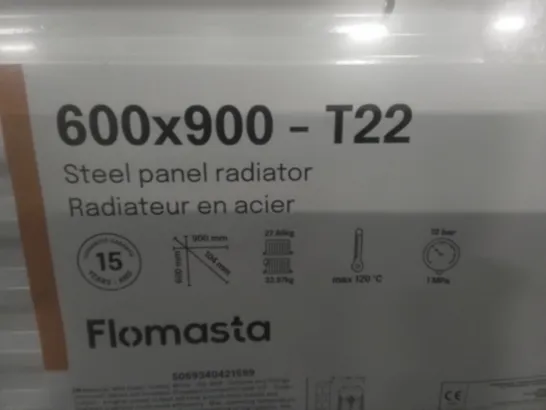 SEALED FLOMASTA 600X900 T22 STEEL PANEL RADIATOR 