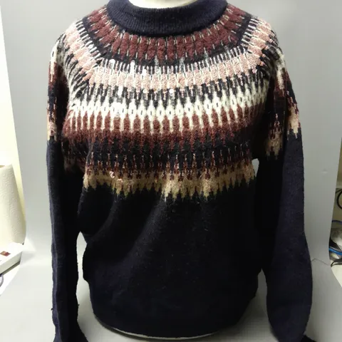 WHITE STUFF PATTERNED CREWNECK SWEATSHIRT IN NAVY SIZE 16