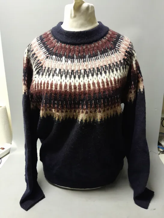 WHITE STUFF PATTERNED CREWNECK SWEATSHIRT IN NAVY SIZE 16