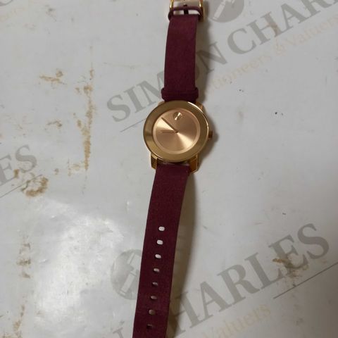 UNBOXED MOVADO BOLD ROSE LEATHER STRAP WATCH 