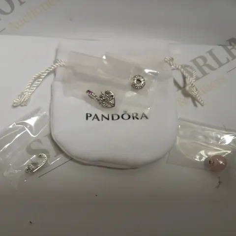 BOX OF 4 PANDORA CHARMS TO INCLUDE FAMILY TREE AND `J` 