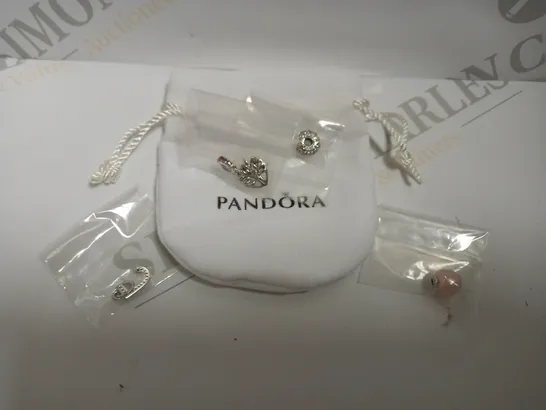 BOX OF 4 PANDORA CHARMS TO INCLUDE FAMILY TREE AND `J` 