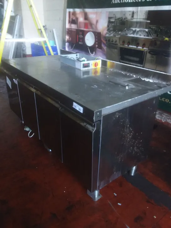 PREP TABLE WITH UNDERCOUNTER FRIDGES 