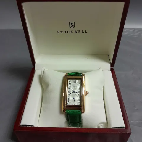 LADIES STOCKWELL WATCH – TEXTURED DIAL WITH SUB DIAL MINUTE HAND – GREEN LEATHER STRAP