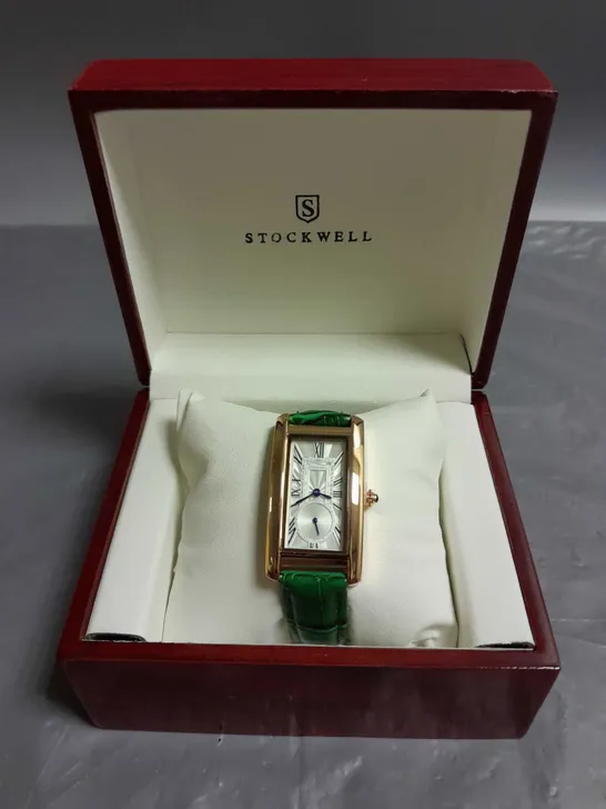 LADIES STOCKWELL WATCH – TEXTURED DIAL WITH SUB DIAL MINUTE HAND – GREEN LEATHER STRAP