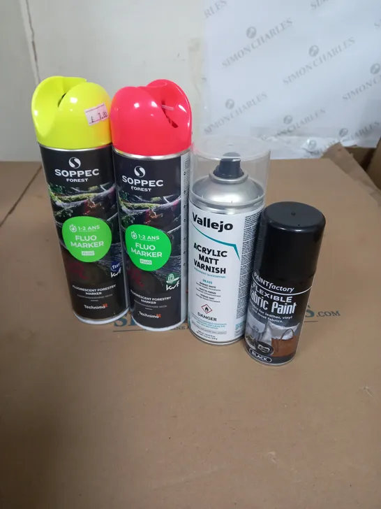 APPROXIMATELY 10 AEROSOL SPRAY PAINT CANS TO INCLUDE VALLEJO AND PAINT FACTORY