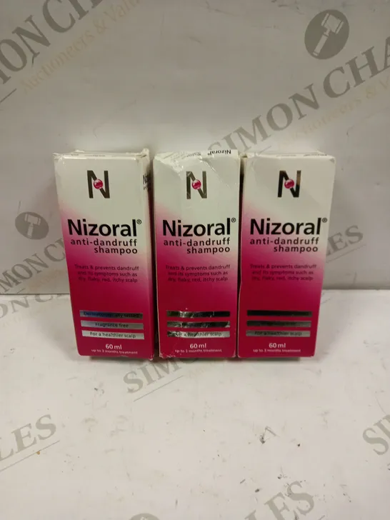 SET OF 3 NIZORAL ANTI DANDRUFF SHAMPOO - 3 X 60ML