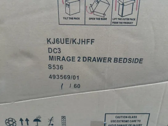 BOXED MIRAGE 2 DRAWER BEDSIDE - COLLECTION ONLY  RRP £149