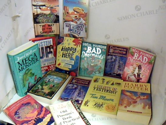 ASSORTMENT OF APPROX 14 CHILDRENS FICTION BOOKS INCLUDING DAVID WALLIAMS MEGA MONSTER AND SIBEAL POUNDER BAD MERMAID